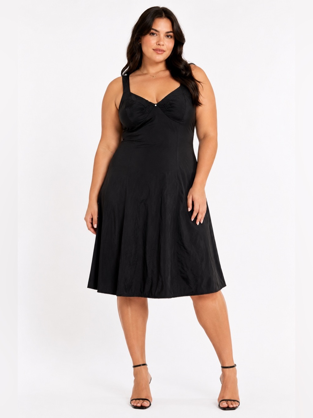 70s/80s European Vintage Triumph Silky Lace Trim Midi Slip Dress (Black) Size XL
